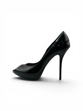 Dior black high heels Elegant Black Peep-Toe 
patent leather